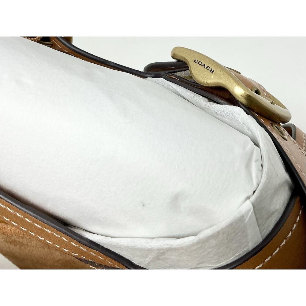 Coach Archival Buckle Platform Sandals Tan Cognac Suede Wedge Size 10 NIB - Picture 13 of 15